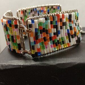 Silver-Tone/Multi-Color Beaded Bracelet